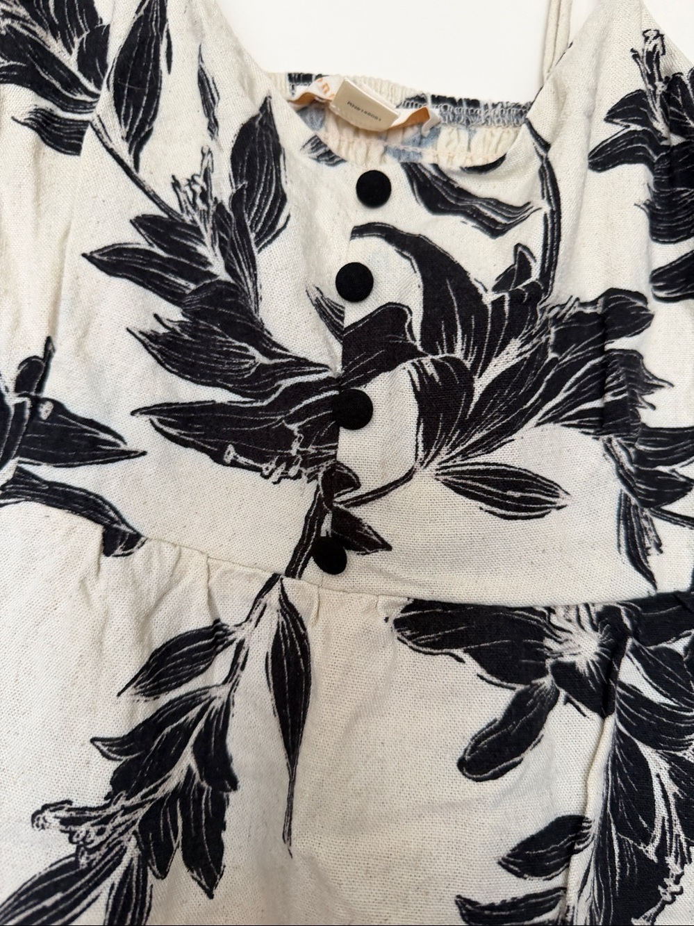 Monteau Cream & Black Floral Peplum Tank Top - Picture 2 of 3